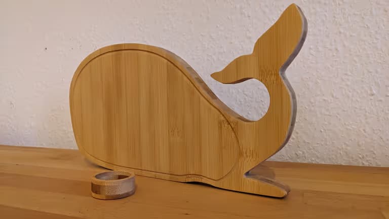 Breakfast board in whale shape with egg cup